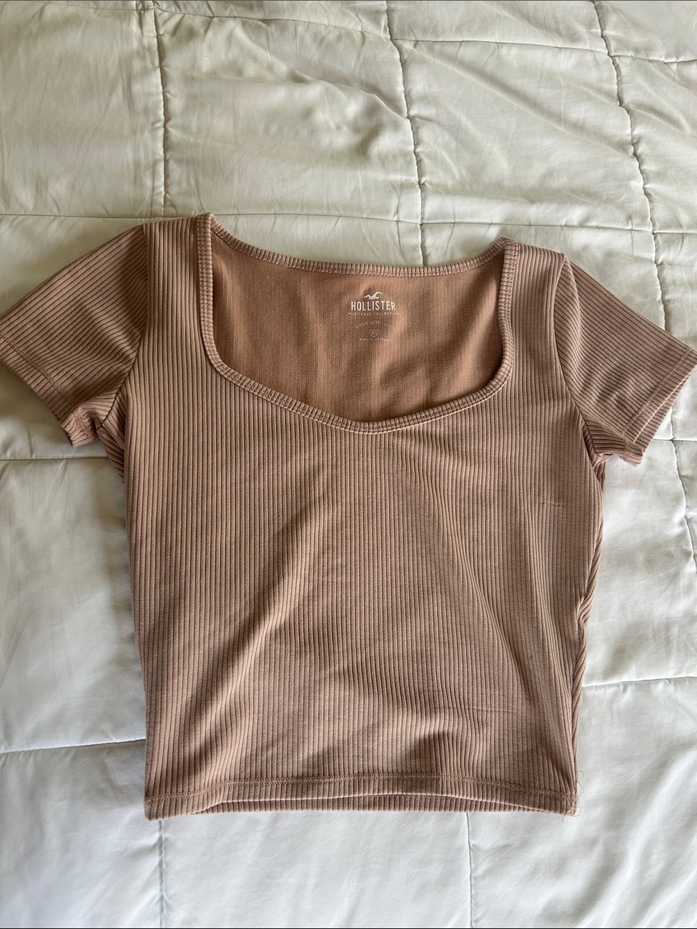 Hollister Ribbed Scoop-Neck Crop Top - Mauve